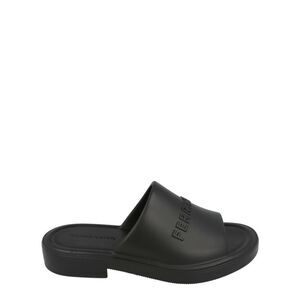 Ferragamo Giuneva Logo Embossed Slides Black Womens